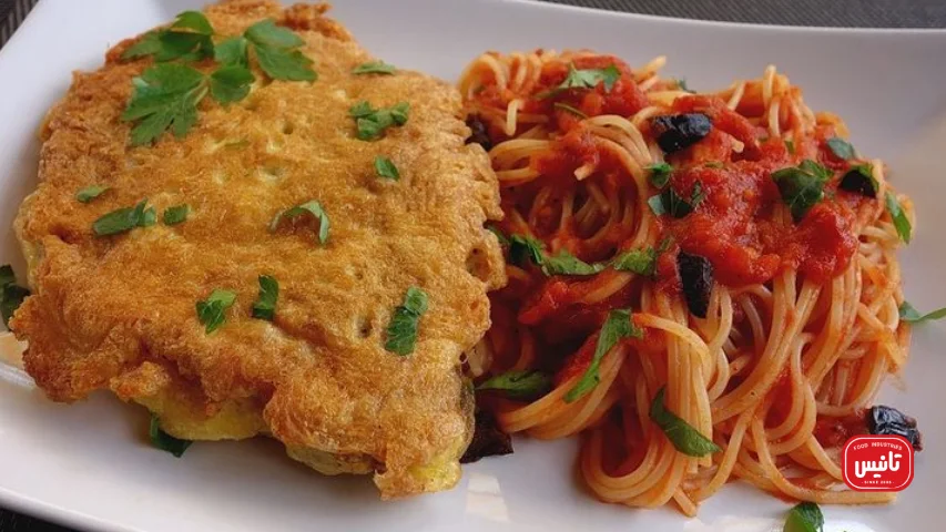 پاستا با شنیسل و سبزیجات