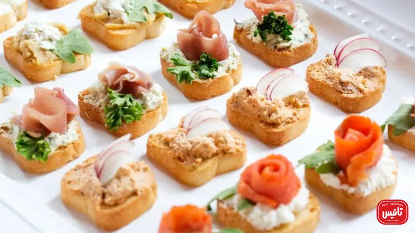 کاناپ ژامبون با نان باگت